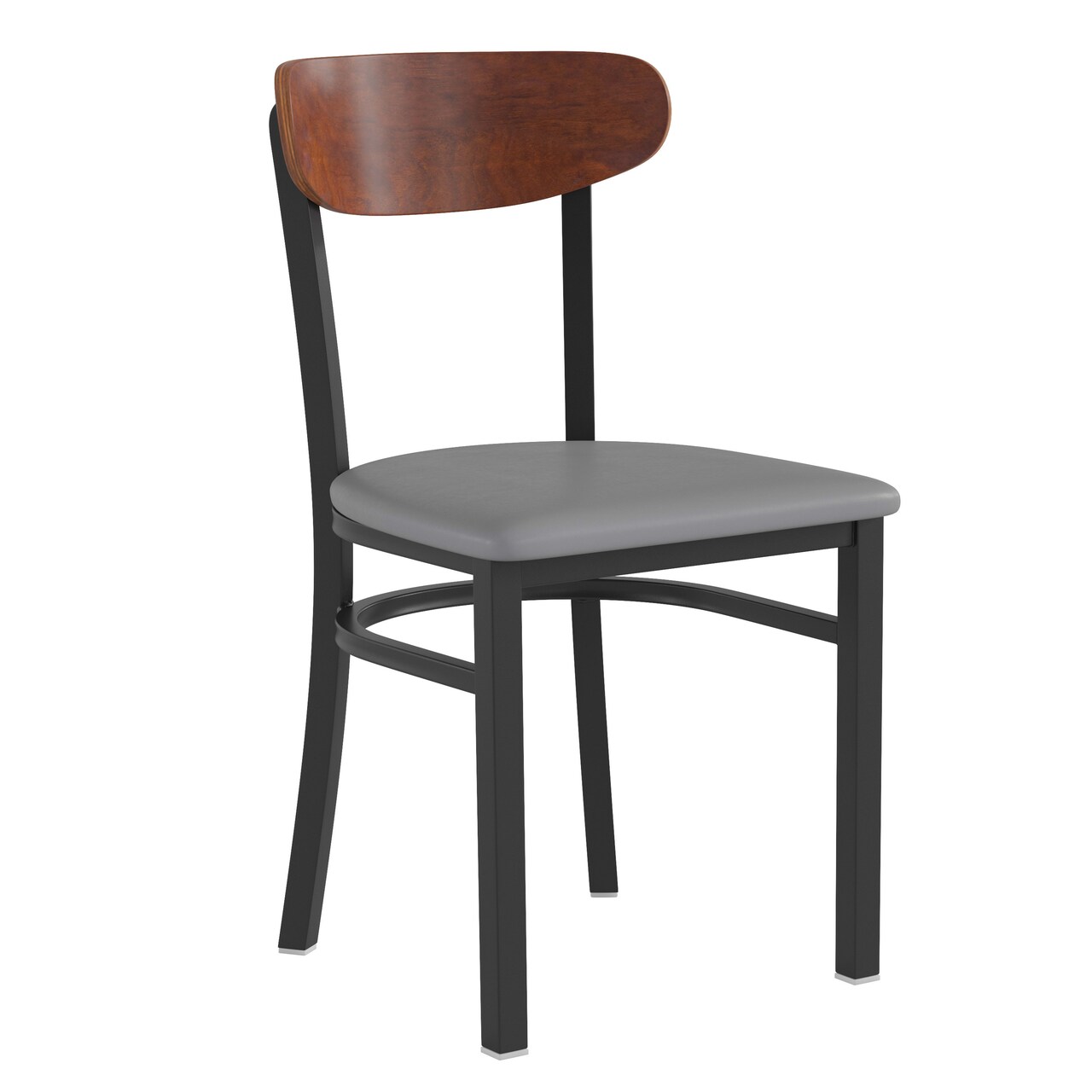 Emma and Oliver Yara Industrial Dining Chair with Rolled Steel Frame and Solid Wood Seat - 500 lbs. Static Weight Capacity